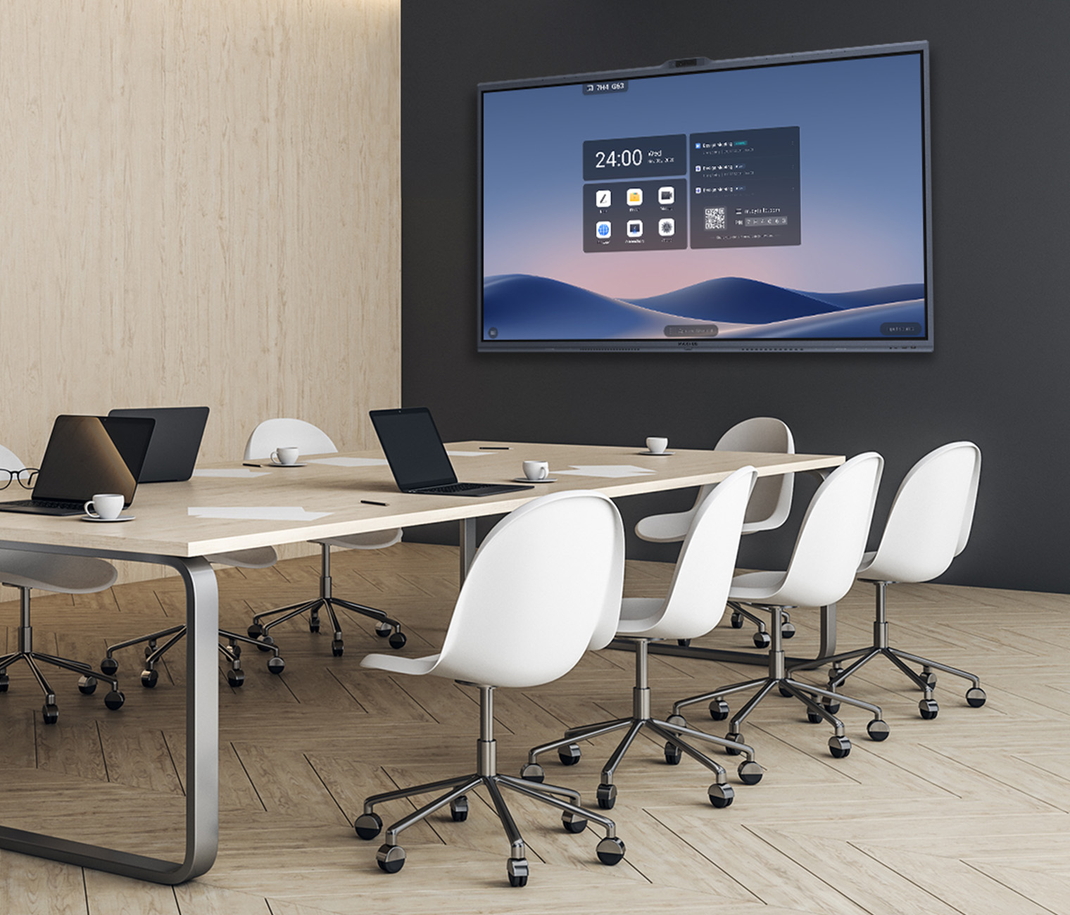 MAXHUB XBoard V7 interactive display installed in a modern boardroom