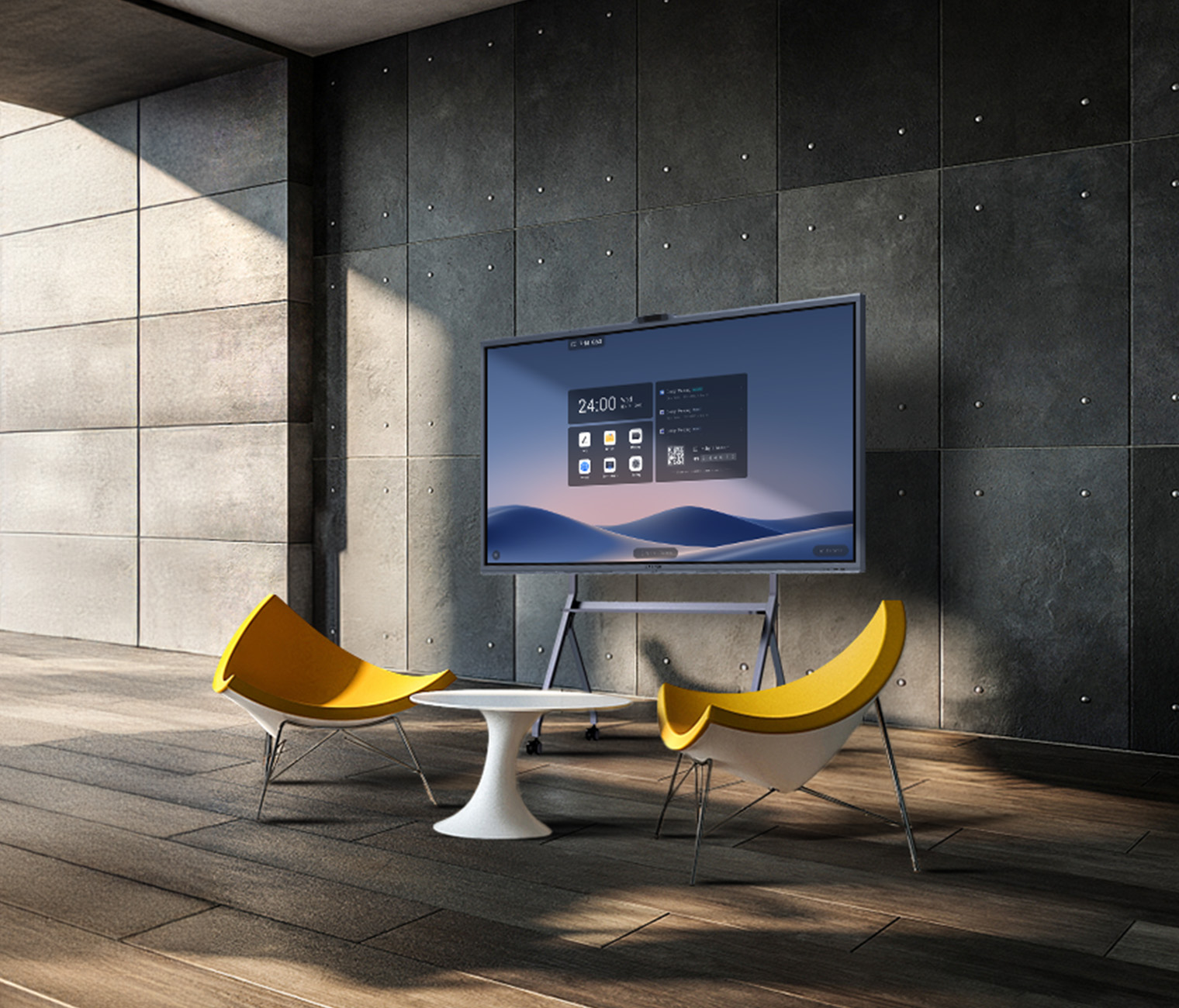 MAXHUB XBoard V7 interactive display on a mobile floor stand
