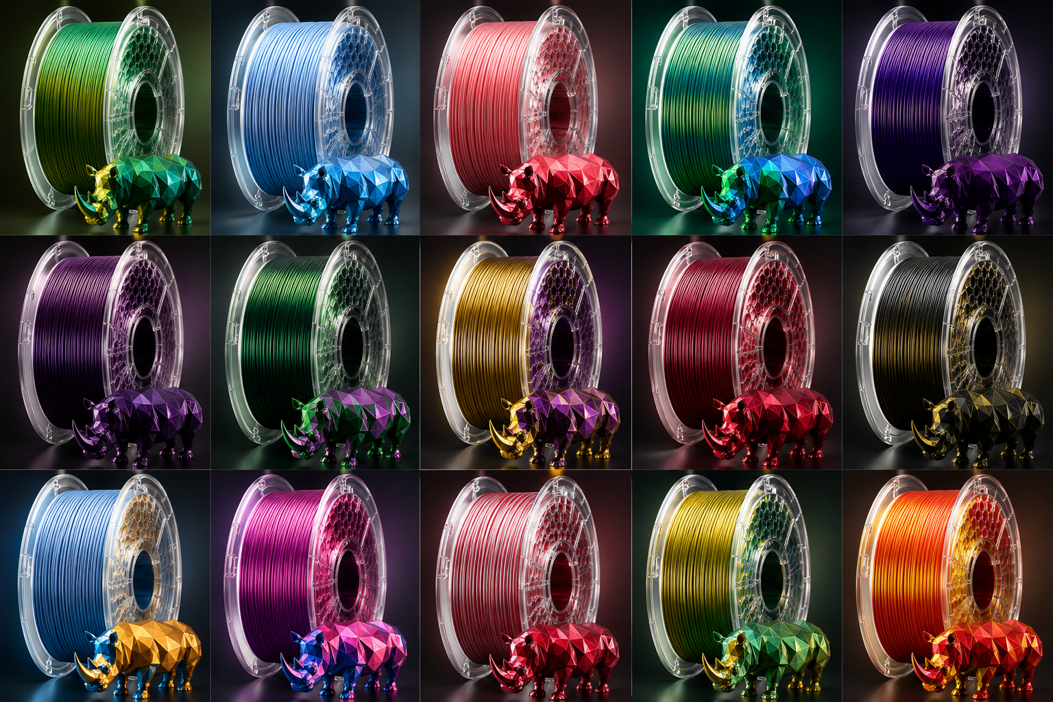 SAF PLA Dual Silk 3D printer filament in multiple colour combinations