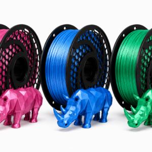 SAF Silk PLA Plus Chrome 3D printer filament in Blue, Green and Pink