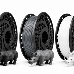 SAF Silk PLA Plus Gloss 3D printer filament in White, Black and Grey
